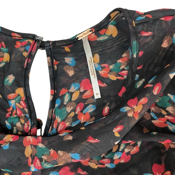 Free People Briella Twilight Combo Multi Color Ruched Slit Midi Dress Medium - Picture 10 of 16